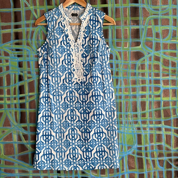 Mud Pie Women's sleeveless mini dress in geometric  Print size small - Picture 5 of 11